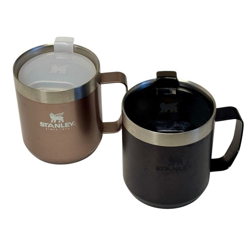 STANLEY THE LEGENDARY Camp Coffee Tea Vacuum Mug 12oz Rose Gold Black LOT OF 2